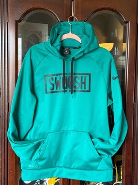 Nike Teal Pullover Hoodie with Black SWOOSH Box Logo